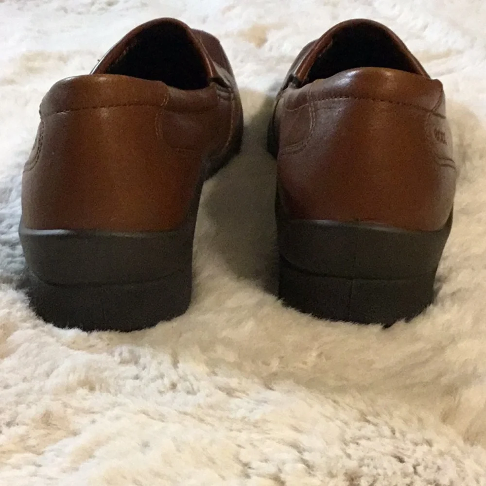ECCO Camel Brown Leather Shock Point Loafers Comfort Walking‎ Shoes 38